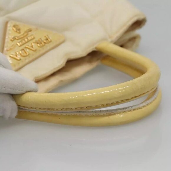 PRADA Hand Bag Nylon 2way Ivory Gold Auth 115040 - Picture 8 of 16